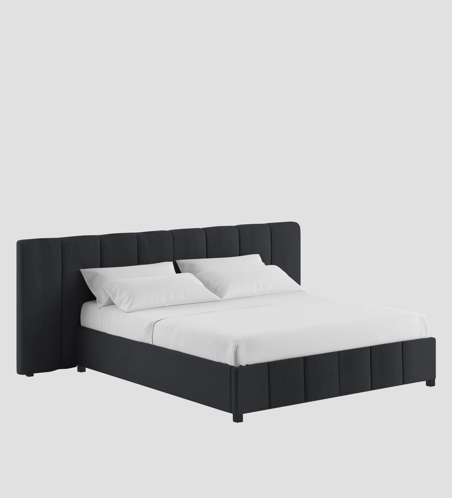 Nora Fabric Upholstered King Size Bed In Charcoal Grey Colour With Box Storage - Febonic Living