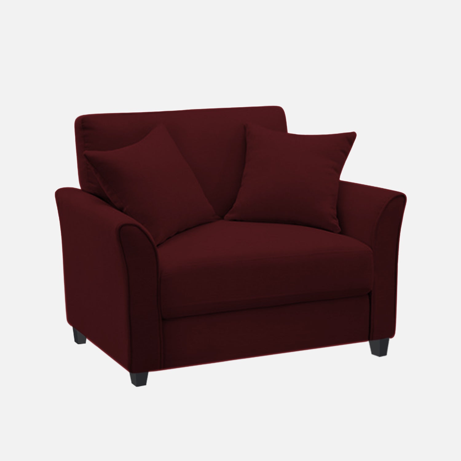 Daroo Velvet 1 Seater Sofa In Blood Maroon Colour