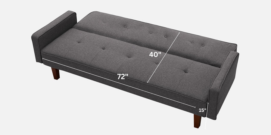 Nebia Fabric 3 Seater Convertible Sofa Cum Bed In Maba Grey Colour - Febonic Living
