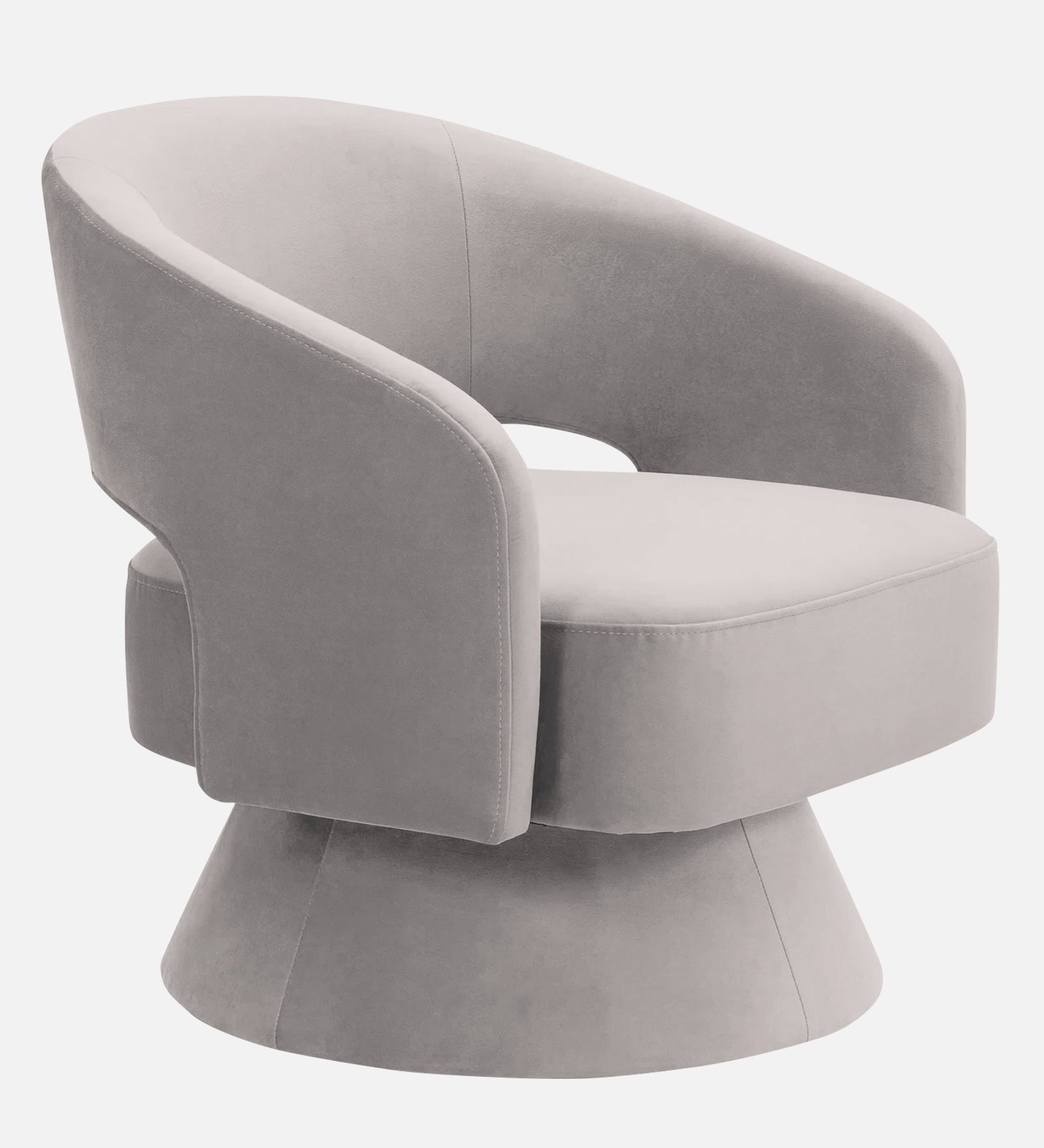 Pendra Velvet Swivel Chair in Pearl Grey Colour