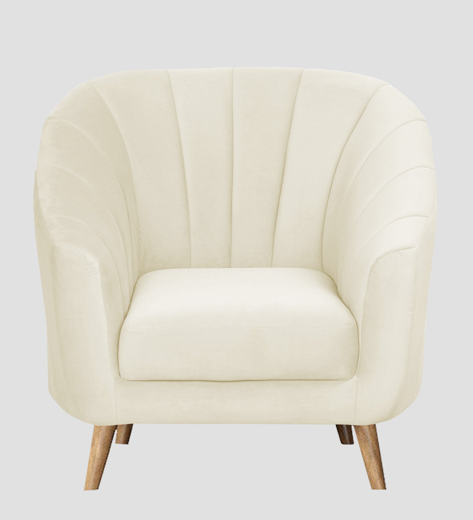 Nancy Velvet 1 Seater Sofa in Warm White Colour