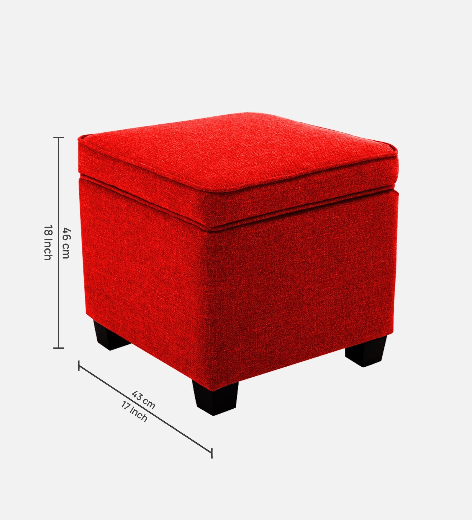 Sudan Fabric Storage Ottoman in Ruby Red Colour