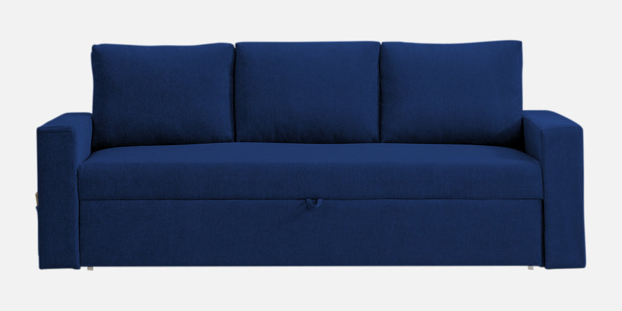 Kara Fabric 3 Seater Pull Out Sofa Cum Bed In Royal Blue Colour - Febonic Living
