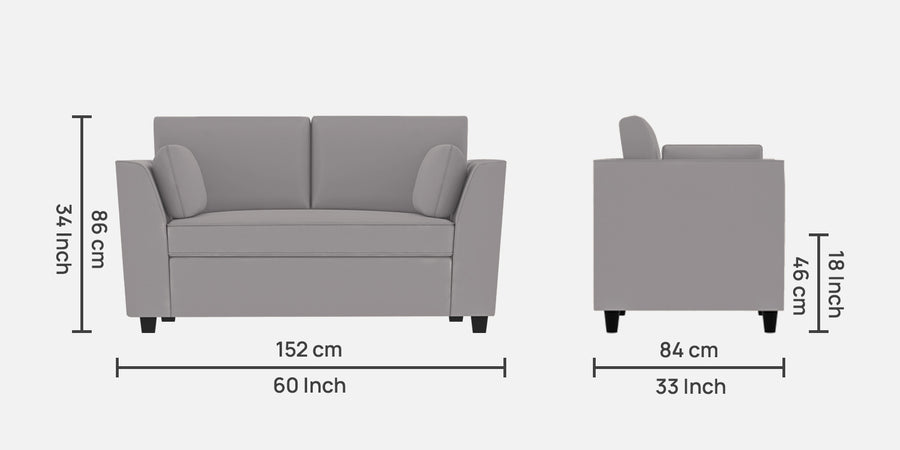 Bristo Velvet 2 Seater Sofa In Concrete Grey Colour With Storage - Febonic Living