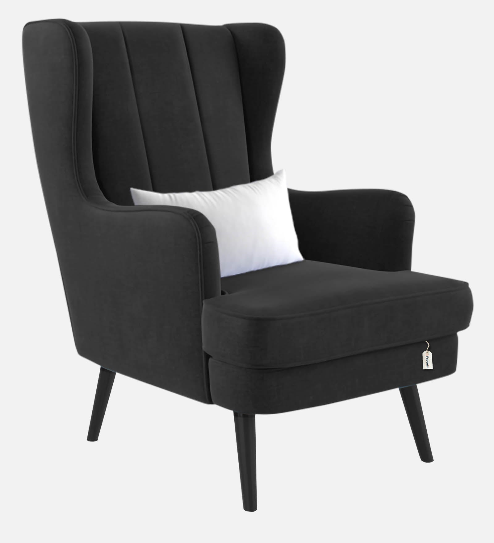 Niya Velvet Wing Chair in Davy Grey Colour