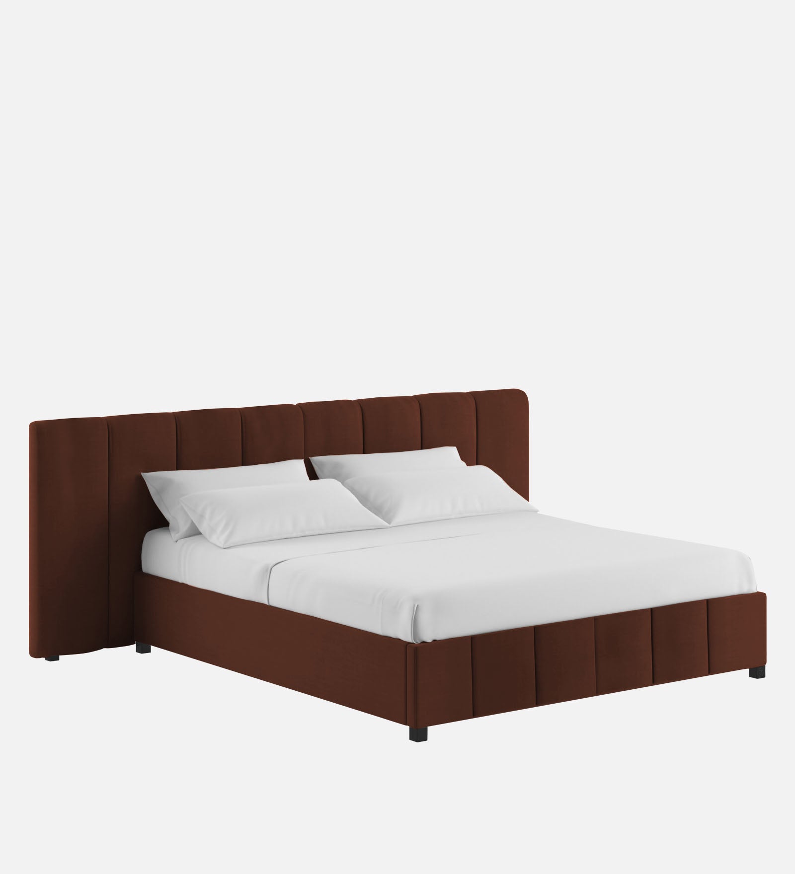 Nora Fabric King Size Bed In Coffee Brown Colour