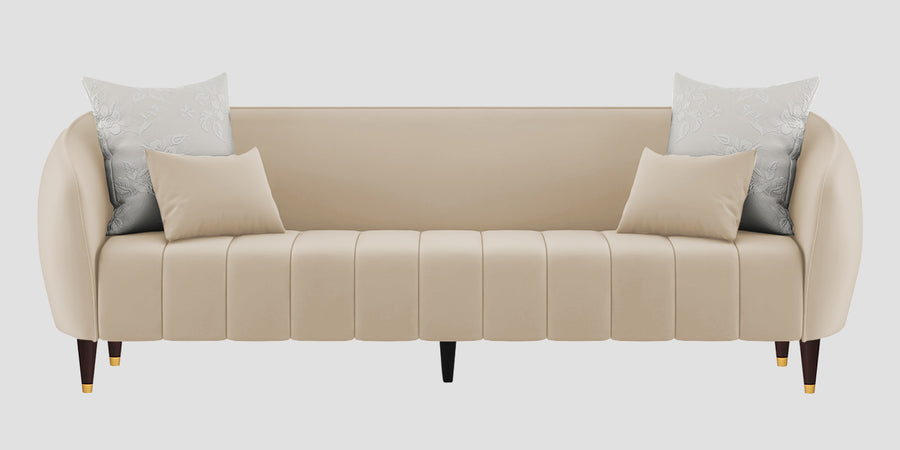 Hairo Velvet 3 Seater Sofa In Cream Beige Colour - Febonic Living