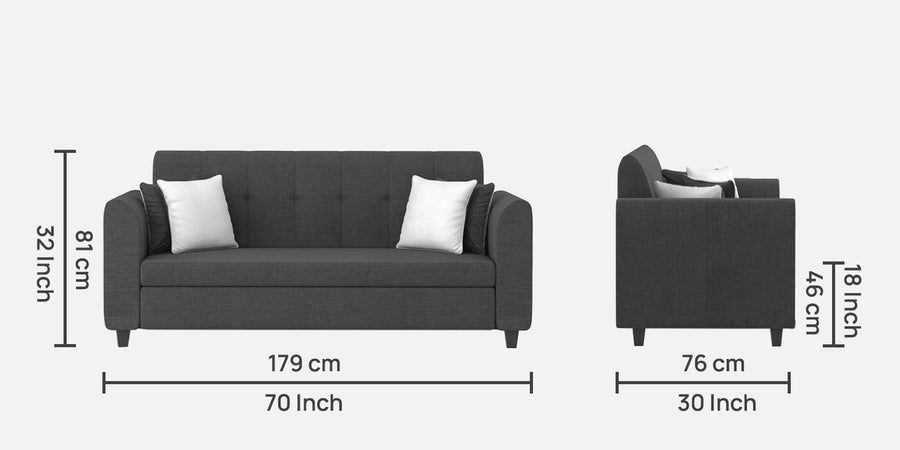Denmark Fabric 3 Seater Sofa In Charcoal Grey Colour - Febonic Living