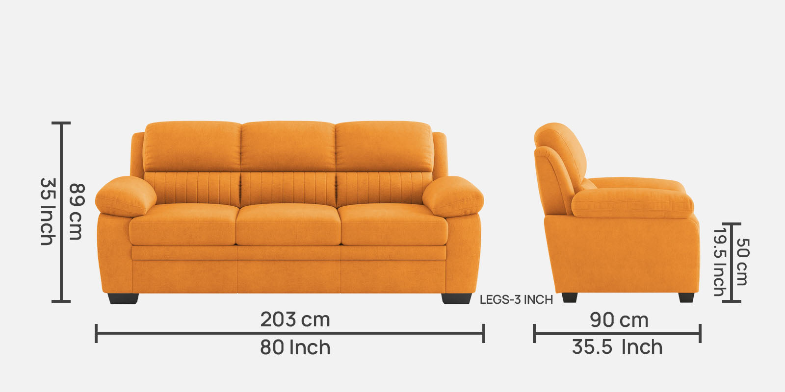 Miranda Velvet 3 Seater Sofa in Tangerine orange Colour