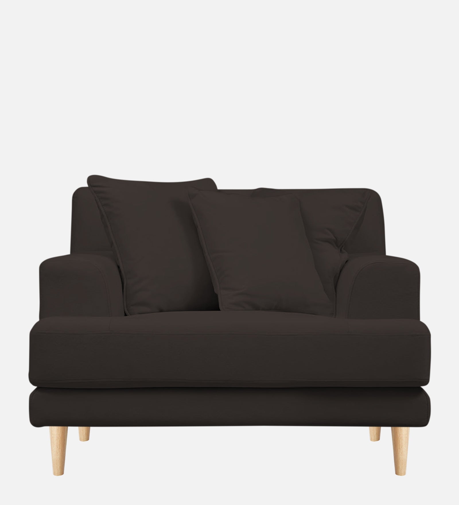 Woody Fabric 1 Seater Sofa in Coal Brown Colour