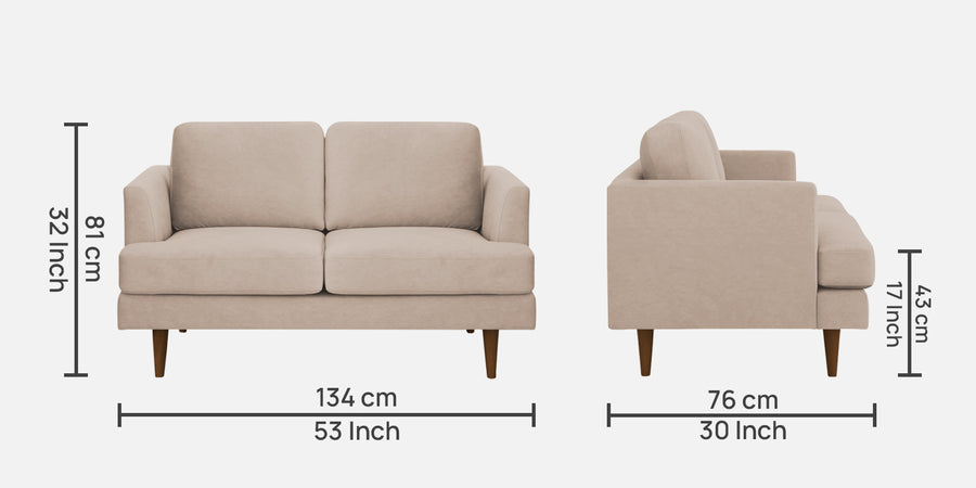 Motra Velvet 2 Seater Sofa In Camel Beige Colour - Febonic Living