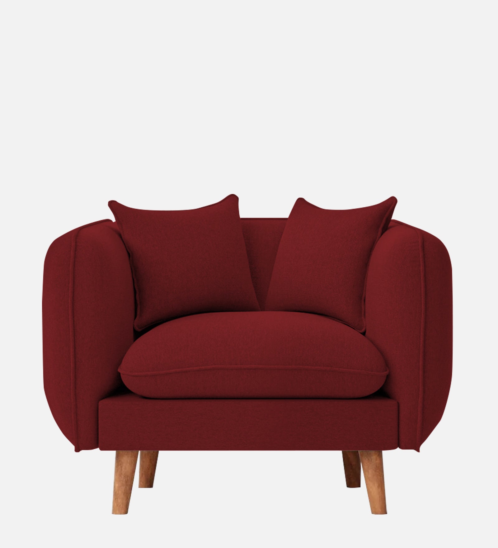 Reva Fabric 1 Seater Sofa In Corel Red Colour