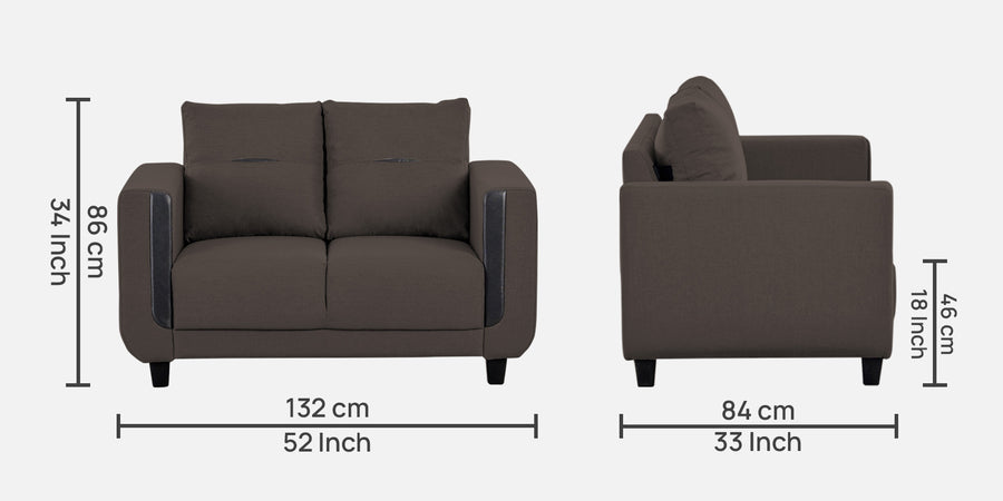 Perry Fabric 2 Seater Sofa In Caspa Brown Colour - Febonic Living