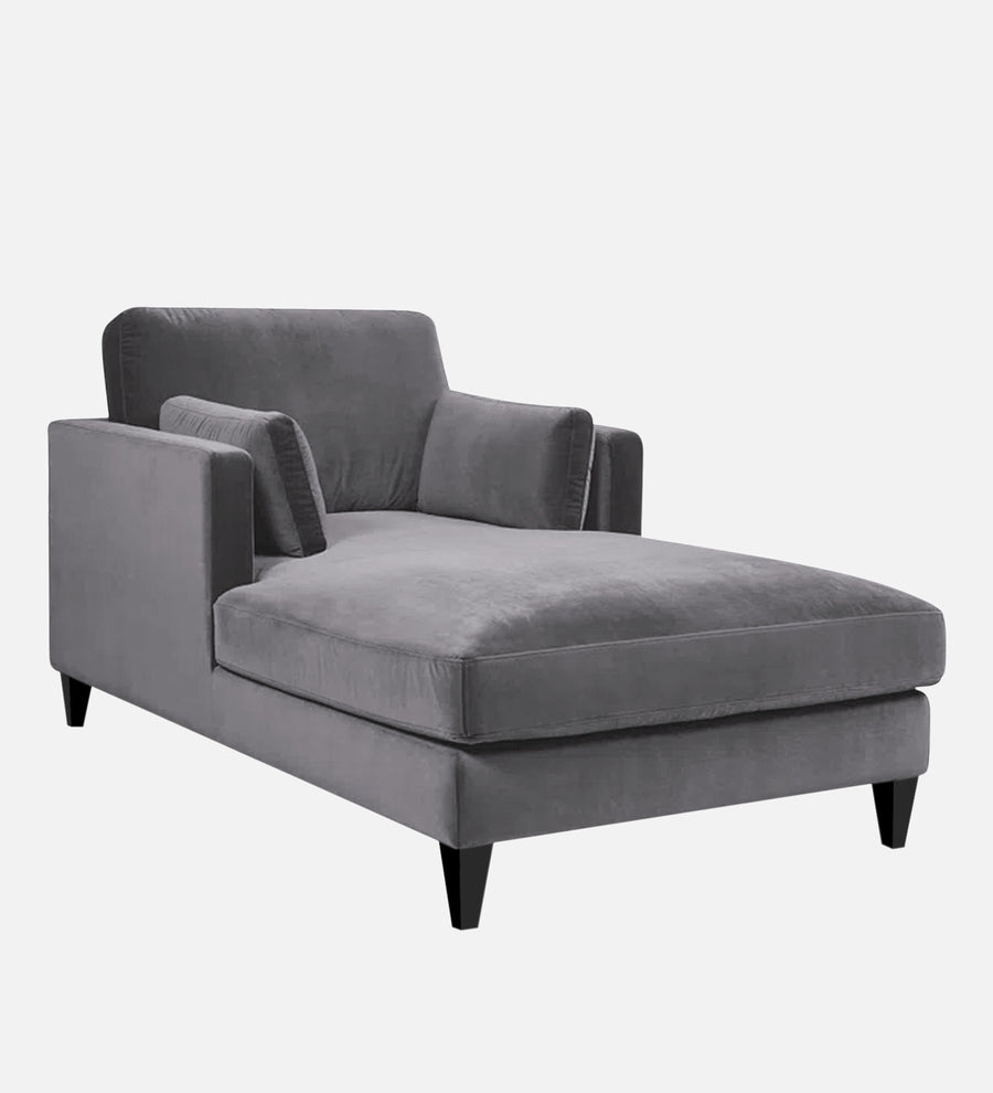 Makou Velvet Chaise Lounger In Davy Grey Colour - Febonic Living