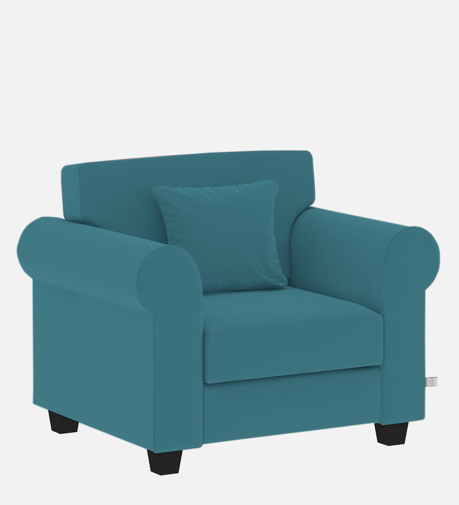 Numonk Velvet 1 Seater Sofa In Aqua Blue Colour - Febonic Living