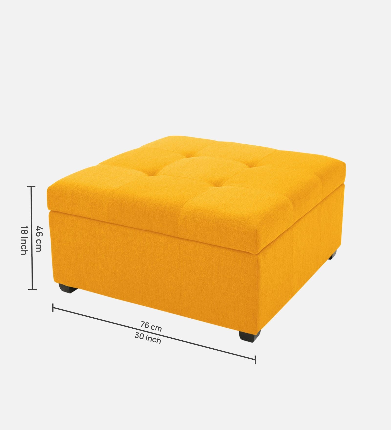 Mubila Fabric Ottoman In Bold Yellow Colour With Storage