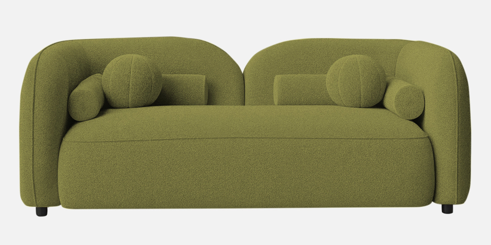 Corny Fur Fabric 2 Seater Sofa in Apple Green Colour