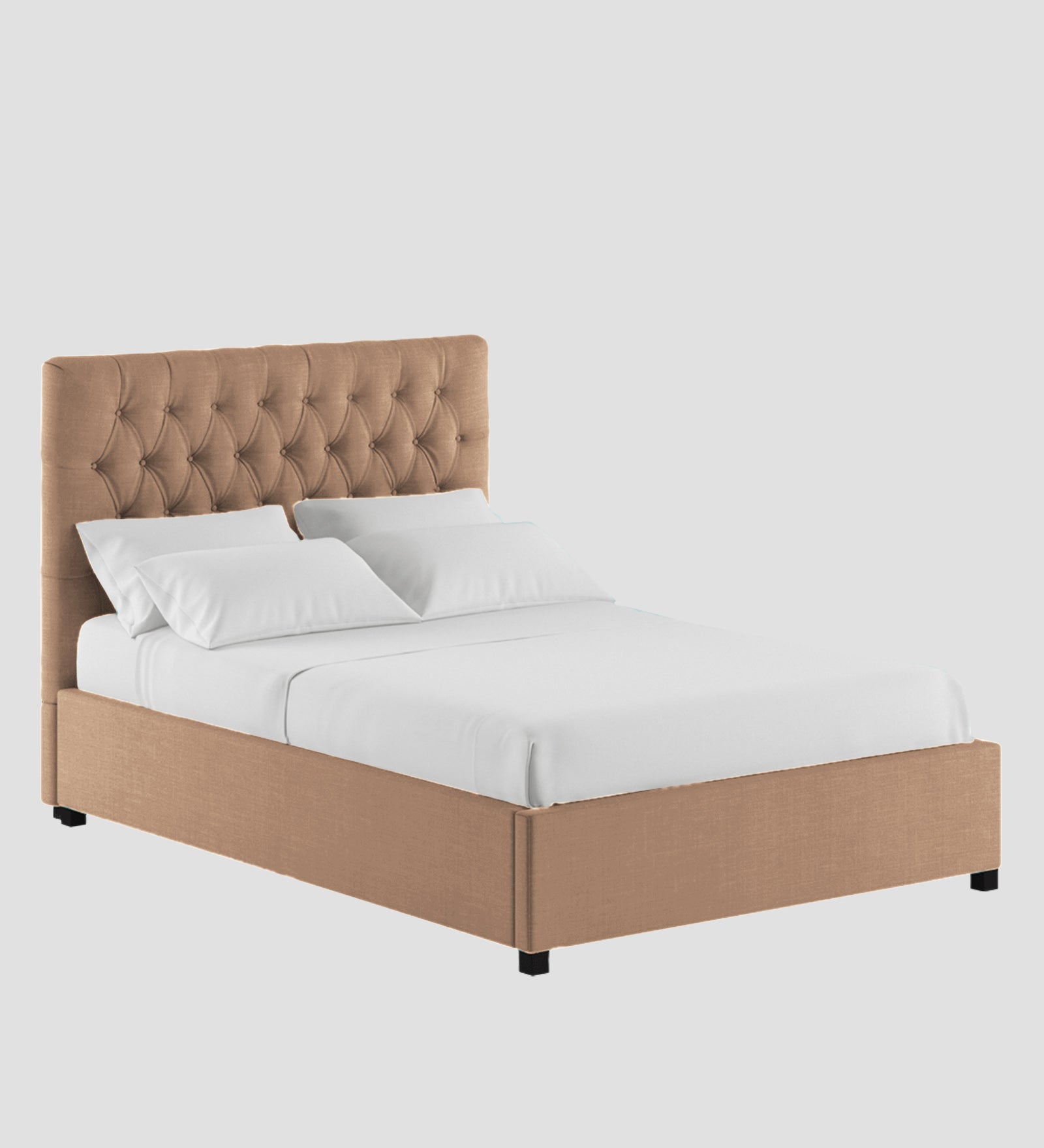Isko Fabric King Size Bed In Cosmic Beige Colour With Storage Box - Febonic Living