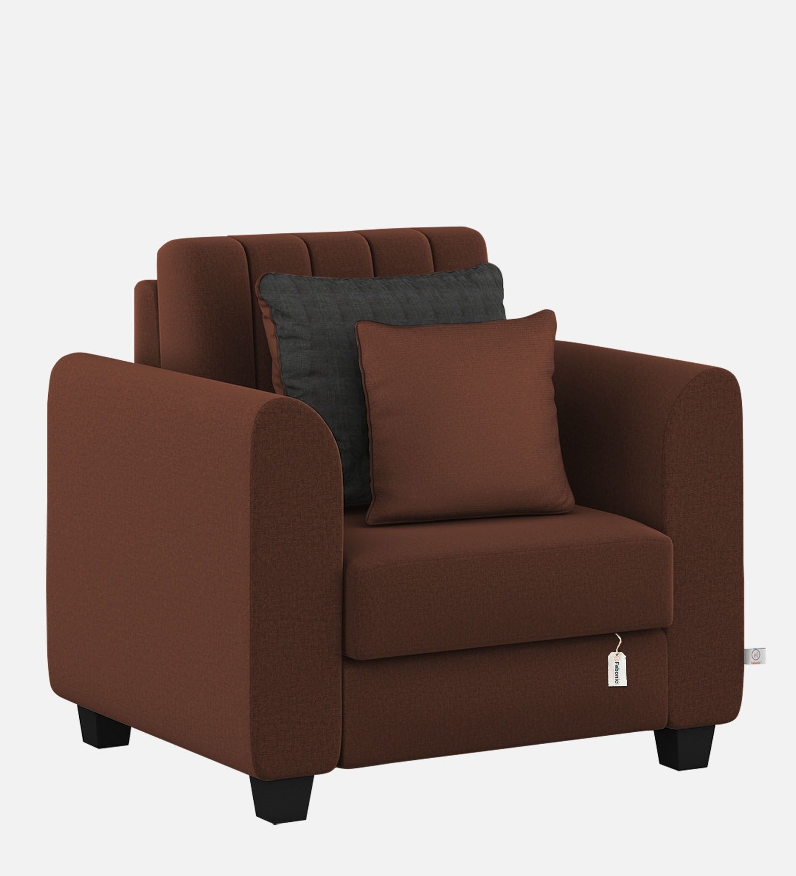 Cosmic Fabric 1 Seater Sofa in Coffee Brown Colour