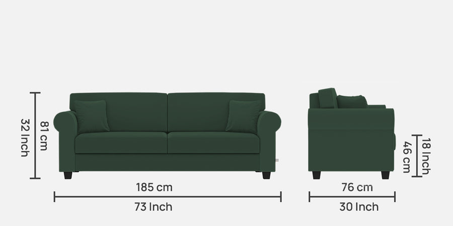 Numonk Velvet 3 Seater Sofa In Amazon Green Colour - Febonic Living