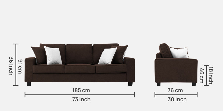 Ladybug Fabric 3 Seater Sofa In Coffee Brown Colour - Febonic Living