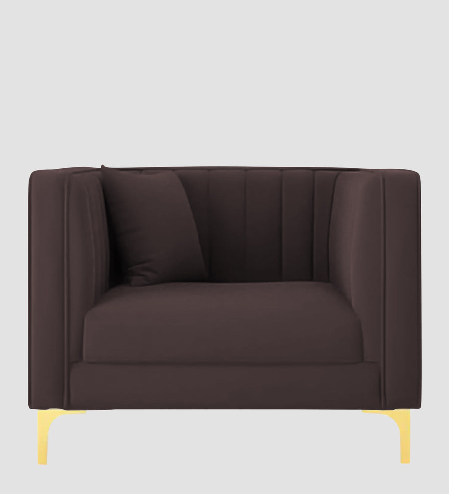 Saban Velvet 1 Seater Sofa In Mocha Brown Colour - Febonic Living
