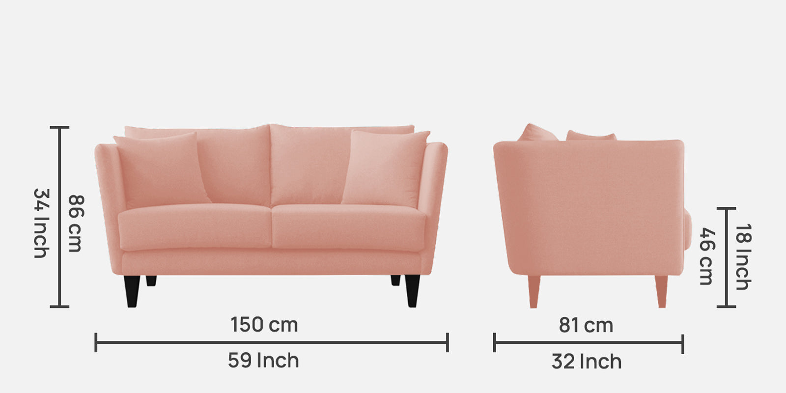 Norway Velvet 2 Seater Sofa In Blush Pink Colour