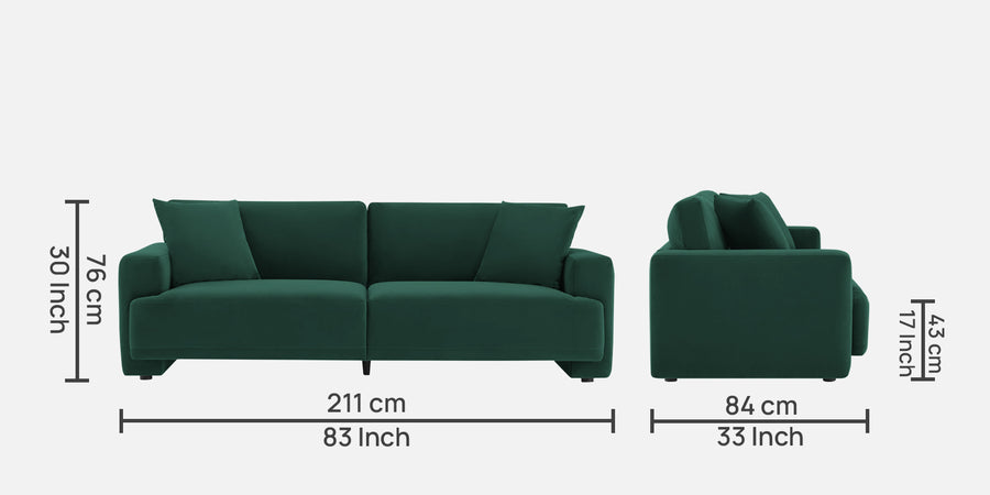 Kosta Velvet 3 Seater Sofa In Forest Green Colour - Febonic Living