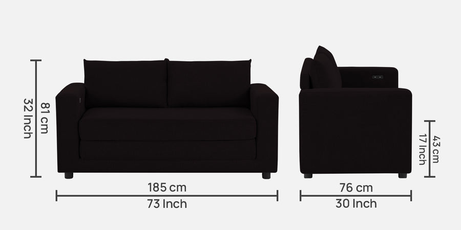 Roman Fabric 3 Seater Foldable Sofa Cum Bed In Cara Brown Colour With Usb Port - Febonic Living