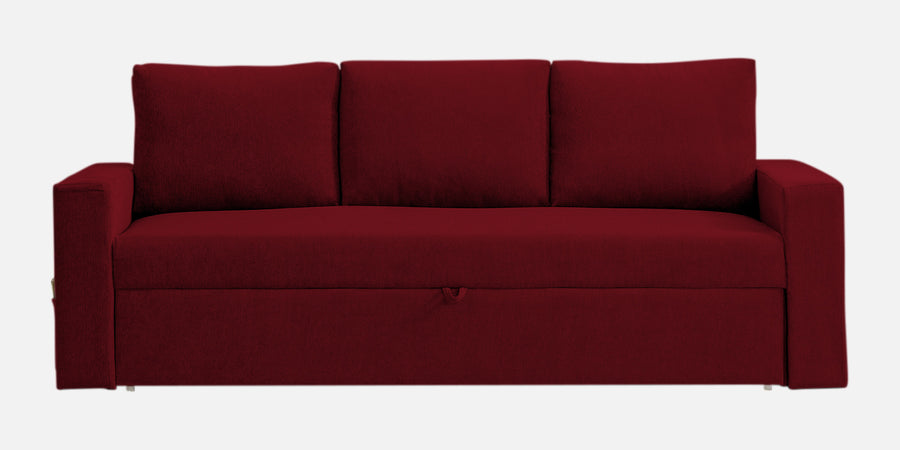Kara Fabric 3 Seater Pull Out Sofa Cum Bed In Ruby Red Colour - Febonic Living