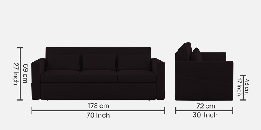 River Fabric 3 Seater Pull Out Sofa Cum Bed In Cara Brown Colour - Febonic Living