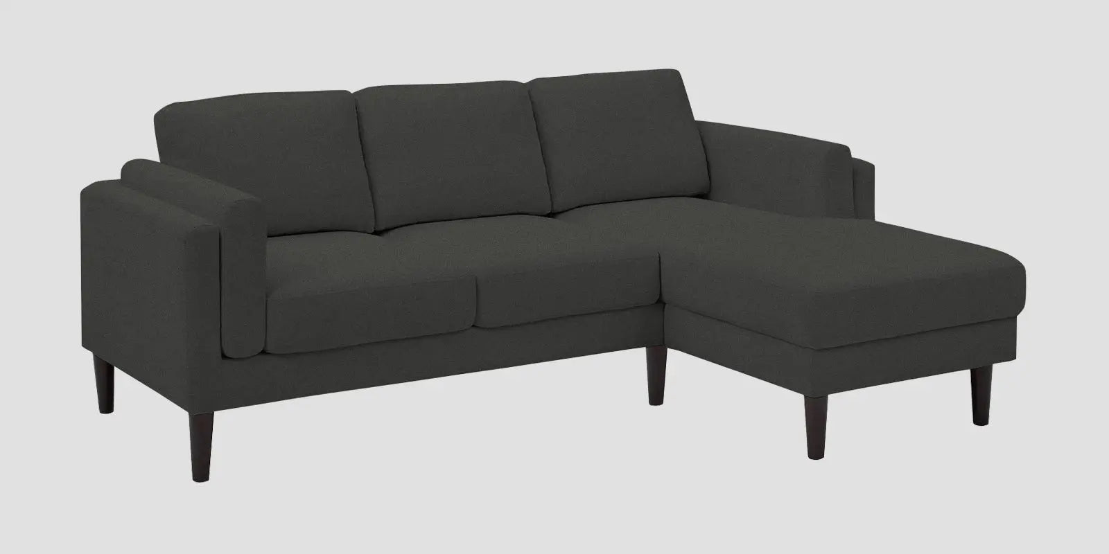 Creata Fabric LHS Sectional Sofa (2+Lounger) In Charcoal Grey Colour Febonic Living