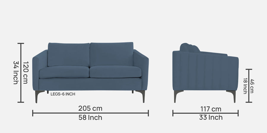 Haru Velvet 2 Seater Sofa In Oxford Blue Colour - Febonic Living