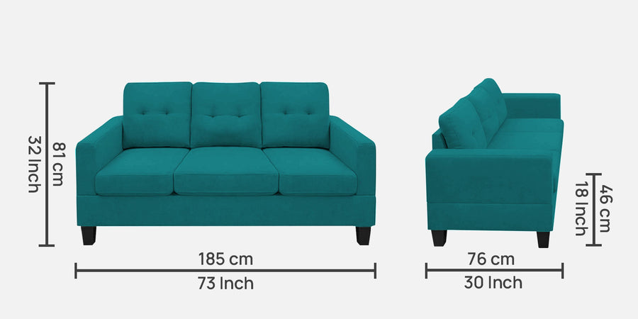 Thomas Fabric 3 Seater Sofa In Sea Green Colour - Febonic Living
