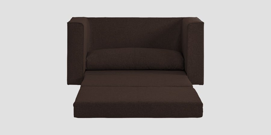 Kenia Fabric 2 Seater Foldable Sofa Cum Bed In Coffee Brown Colour - Febonic Living