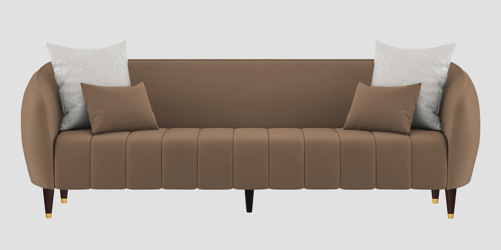 Hairo Velvet 3 Seater Sofa In Mocha Mouse Colour