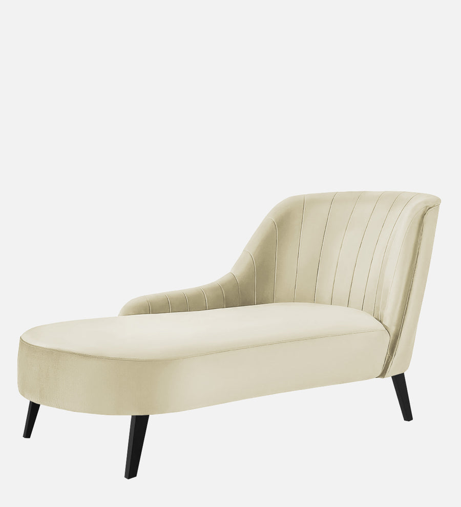 Flora Velvet Lhs Chaise Lounger In Warm White Colour - Febonic Living