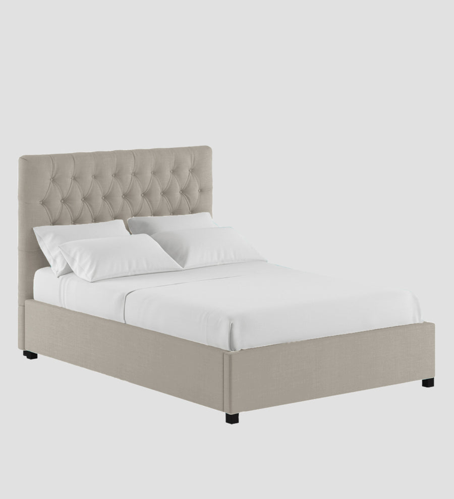 Isko Fabric Upholstered King Size Bed In Ash Grey Colour With Box Storage - Febonic Living