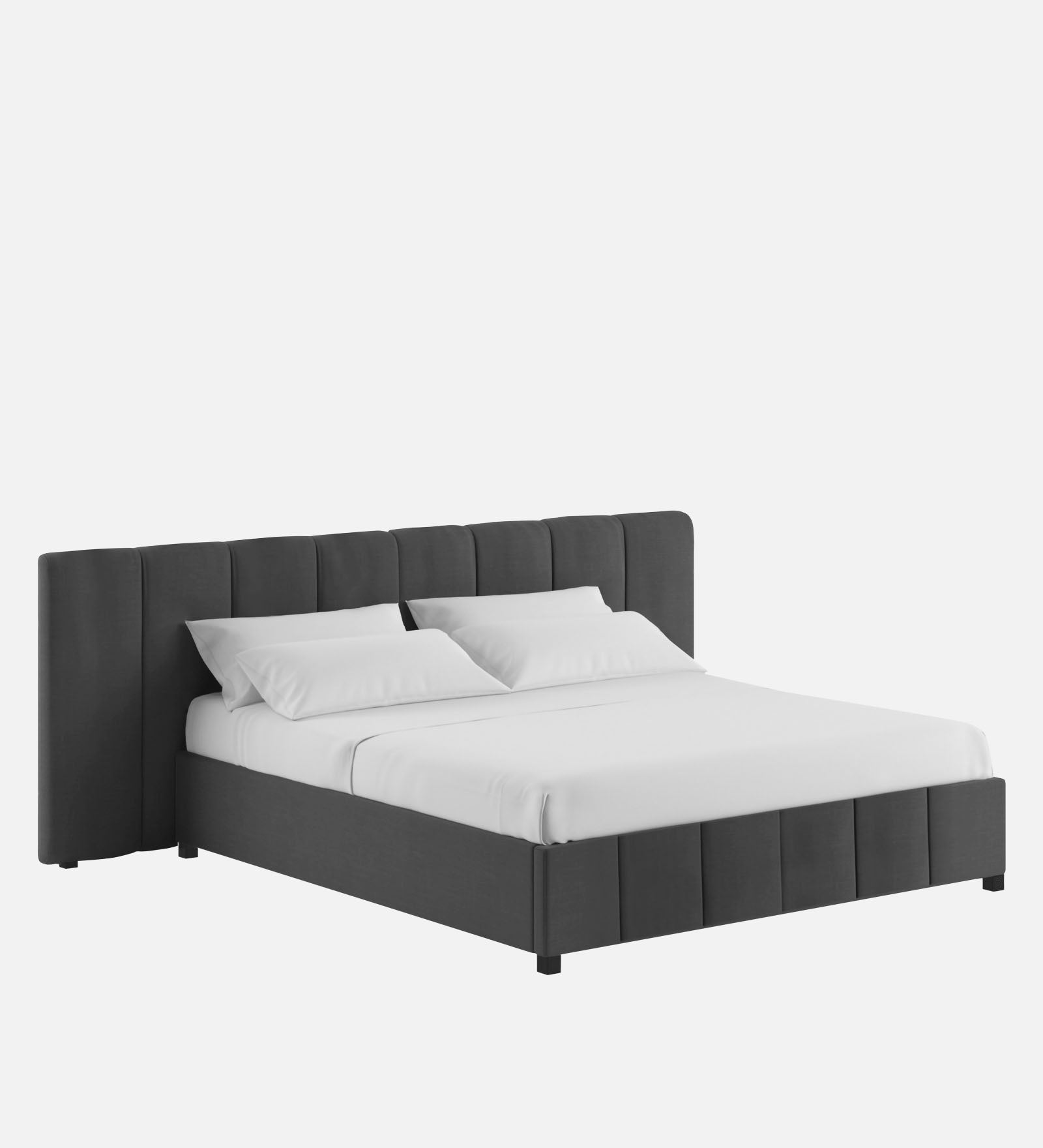 Nora Fabric King Size Bed In Charcoal Grey Colour