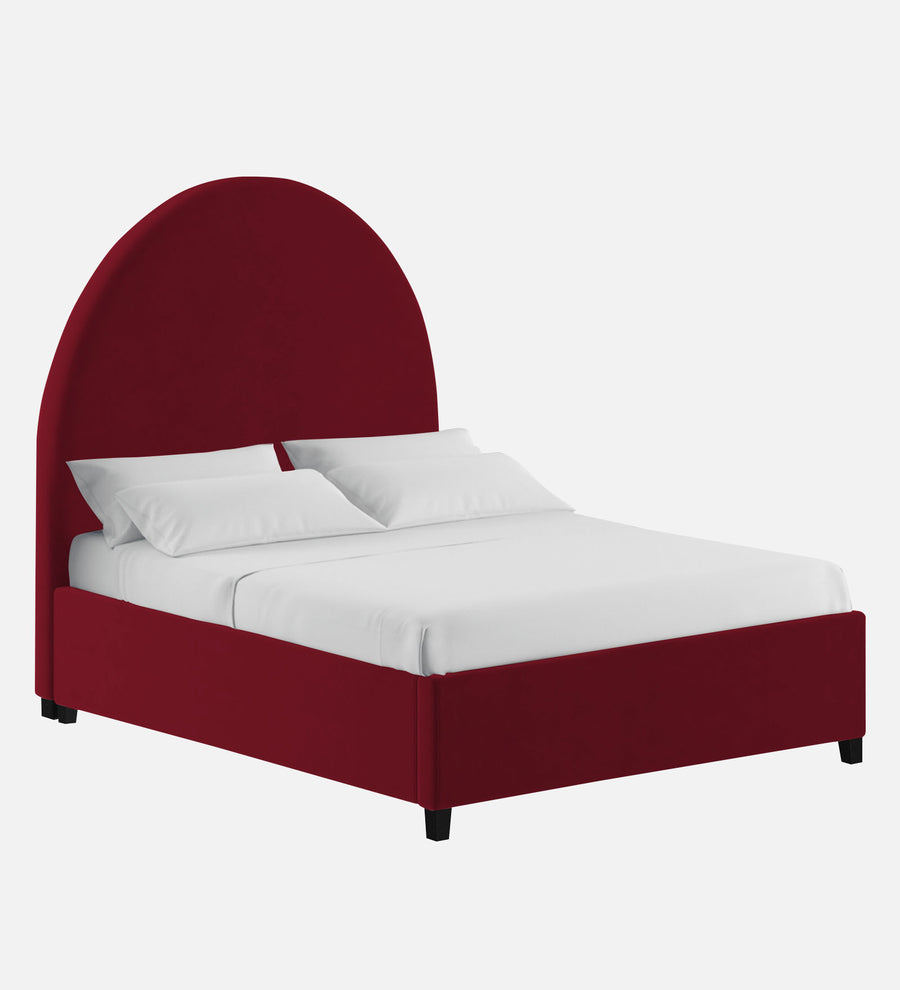 Maro Velvet Upholstered King Size Bed In Dark Maroon Colour - Febonic Living