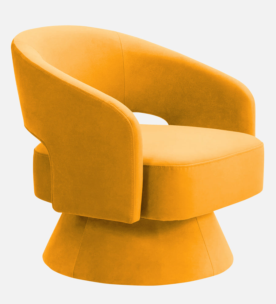 Pendra Velvet Swivel Chair In Safforn Yellow Colour - Febonic Living