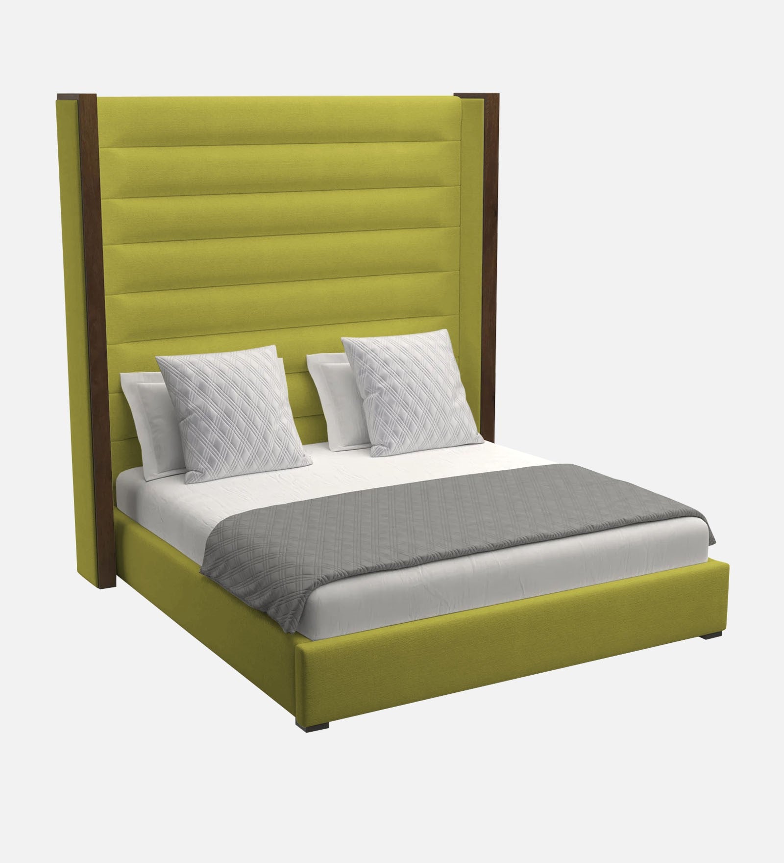 Sunny Fabric King Size Bed In Parrot Green Colour