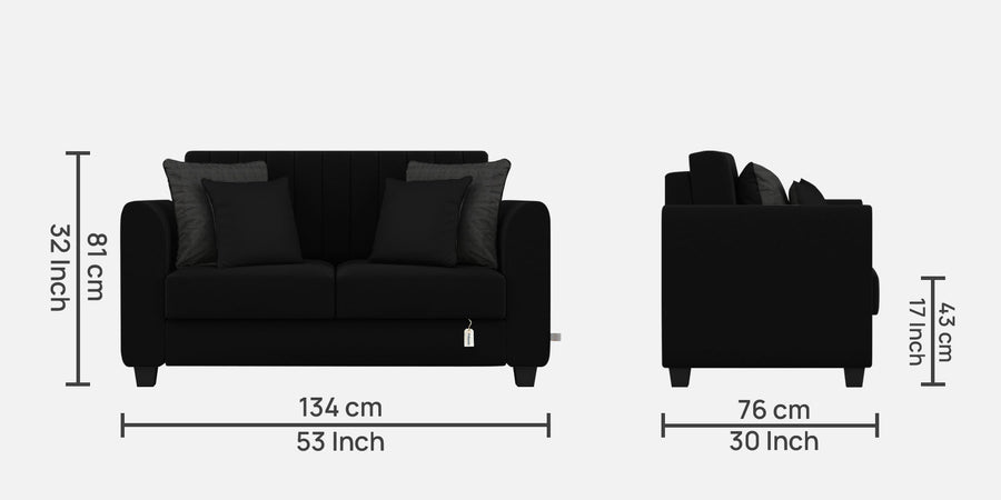 Cosmic Fabric 2 Seater Sofa In Zed Black Colour - Febonic Living