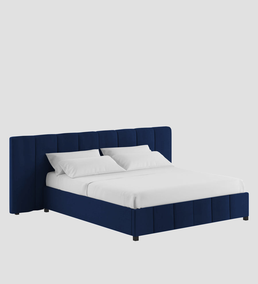Nora Fabric Upholstered King Size Bed In Royal Blue Colour With Box Storage - Febonic Living