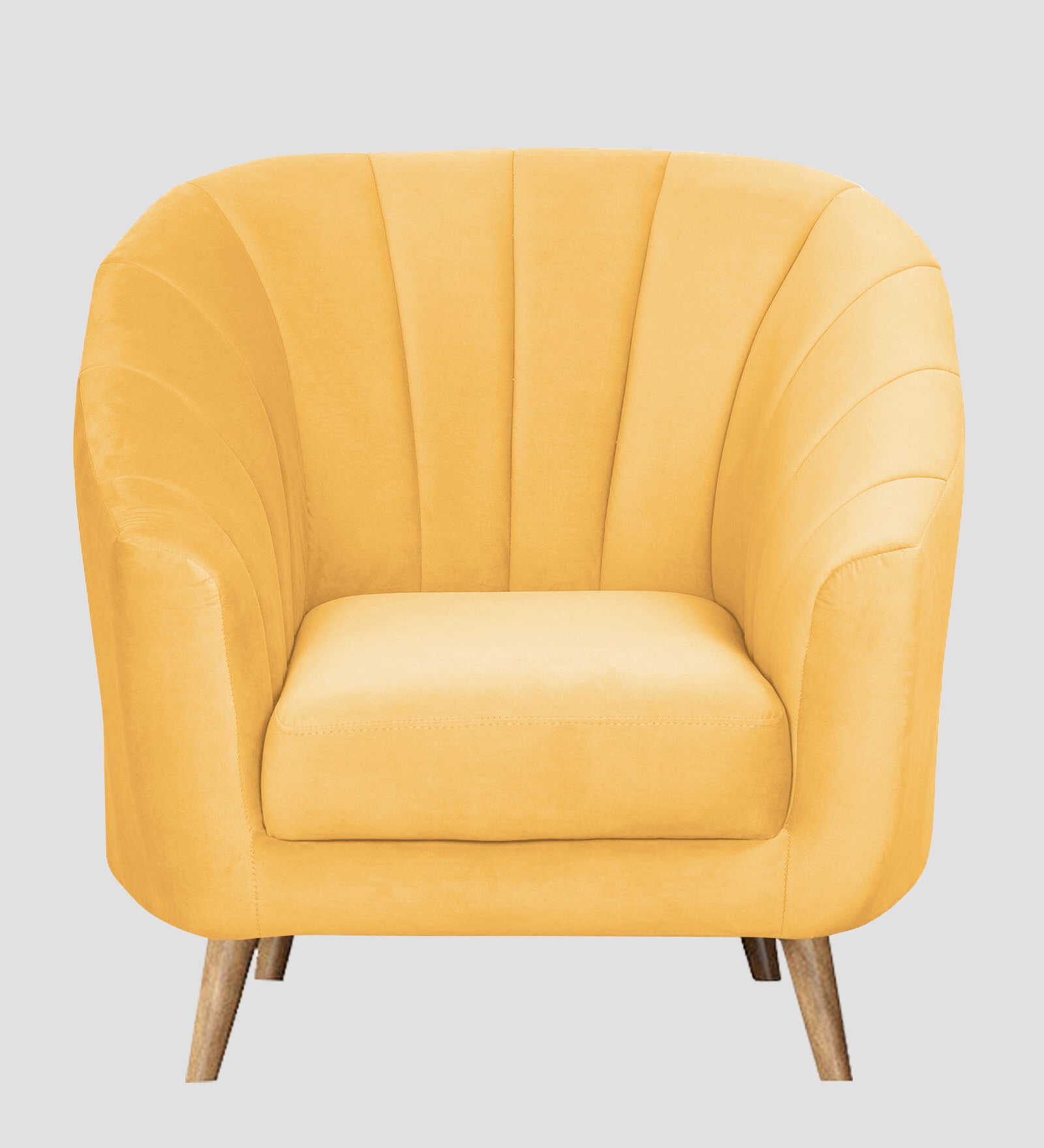 Nancy Velvet 1 Seater Sofa in Turmeric yellow Colour