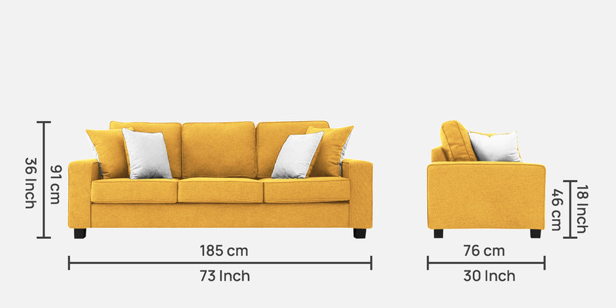 Ladybug Fabric 3 Seater Sofa In Bold Yellow Colour - Febonic Living