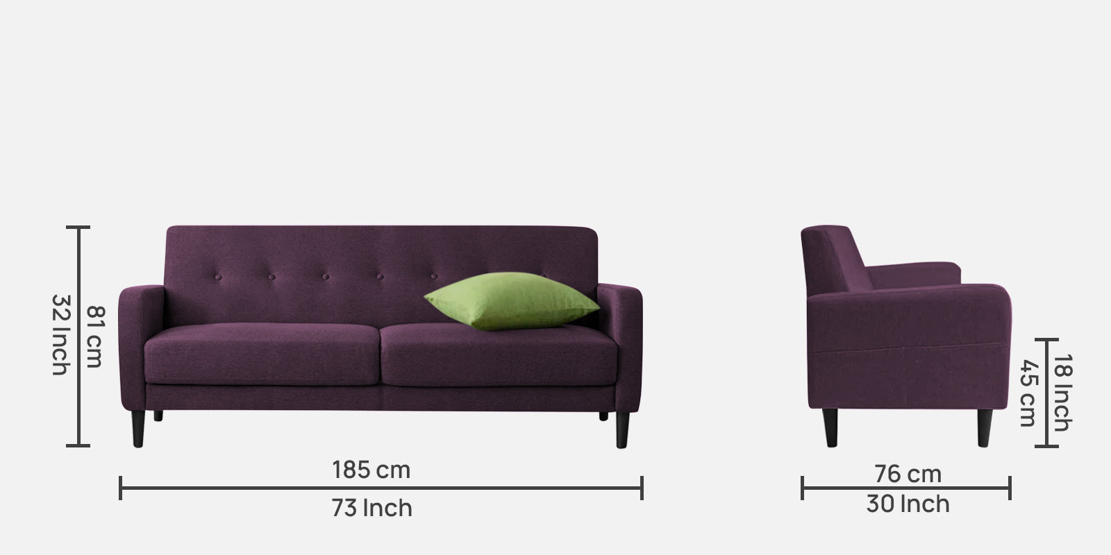 Marq Fabric 3 Seater Sofa in Greek Purple Colour