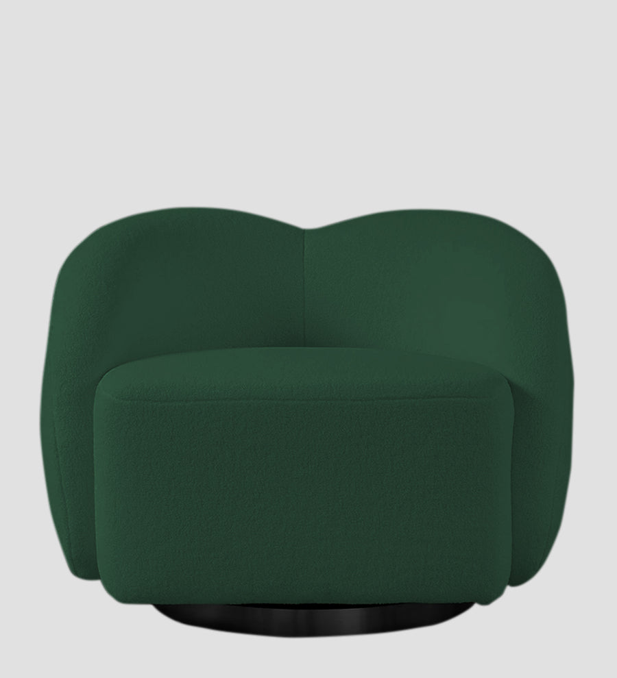 Miles Boucle Fabric Swivel Chair In Hunter Green Colour - Febonic Living