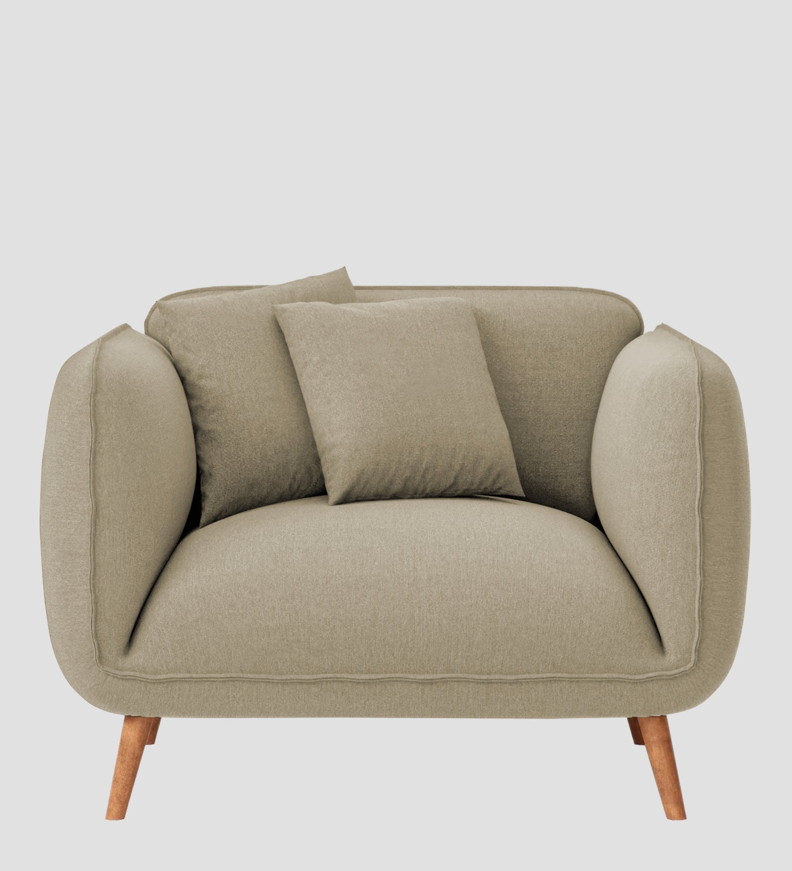 Zia Fabric 1 Seater Sofa In Honey Beige Colour