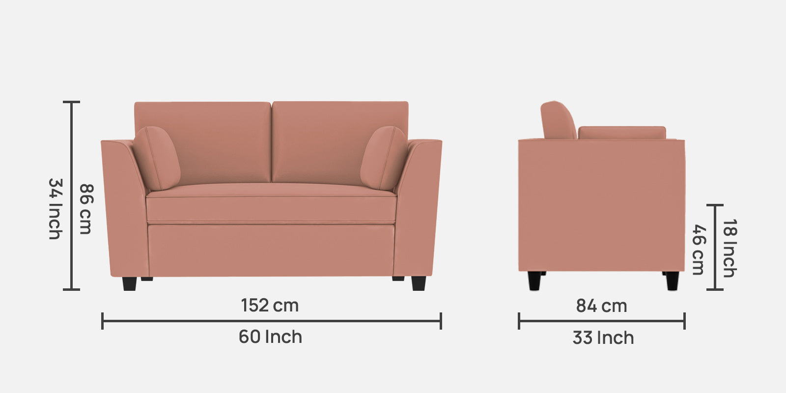 Bristo Velvet 2 Seater Sofa in Blush Pink Colour